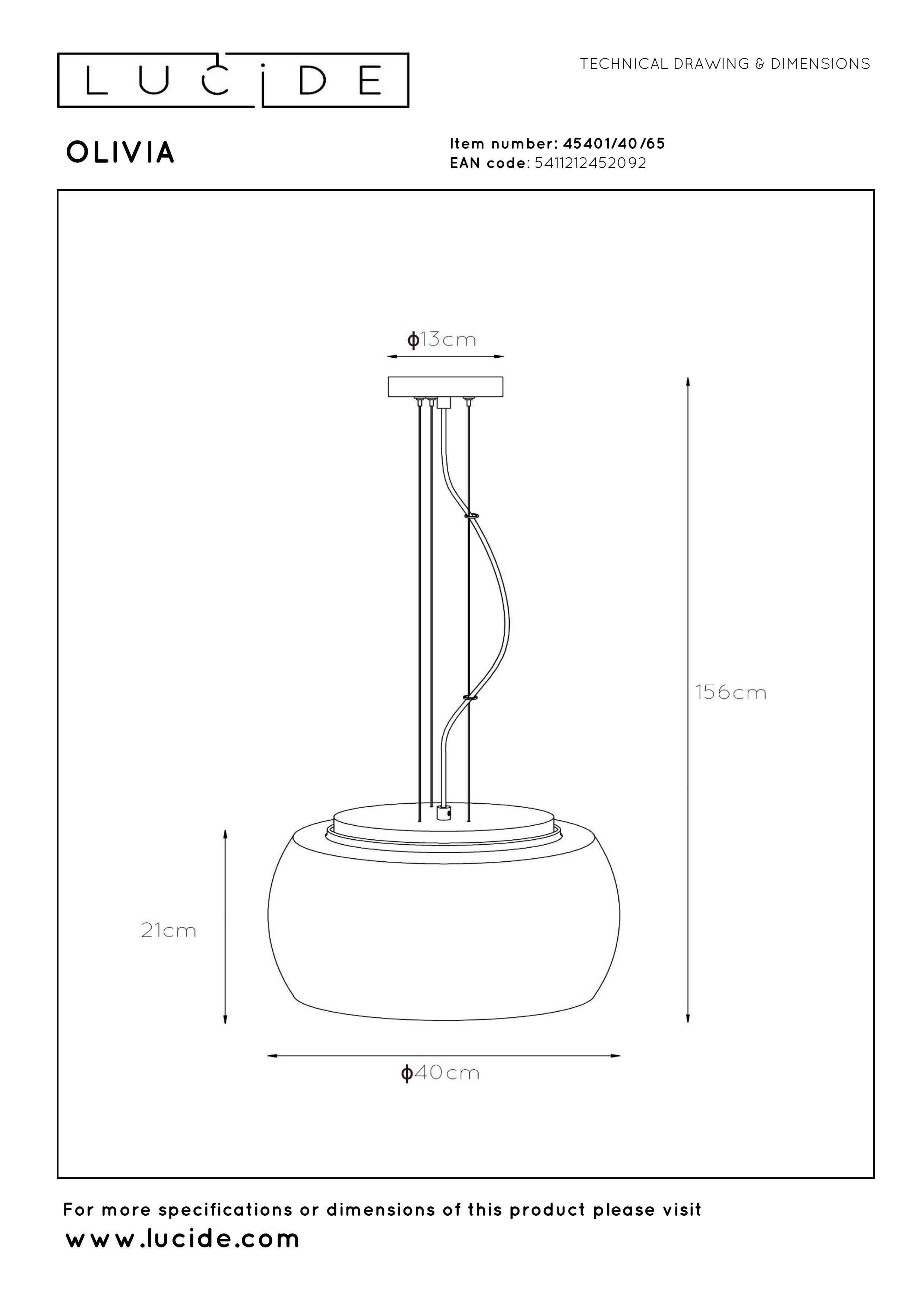 Lucide OLIVIA - Pendant light - Ø 40 cm - 3xE27 - Smoke Grey Lucide OLIVIA - Pendant light - Ø 40 cm - 3xE27 - Smoke Grey